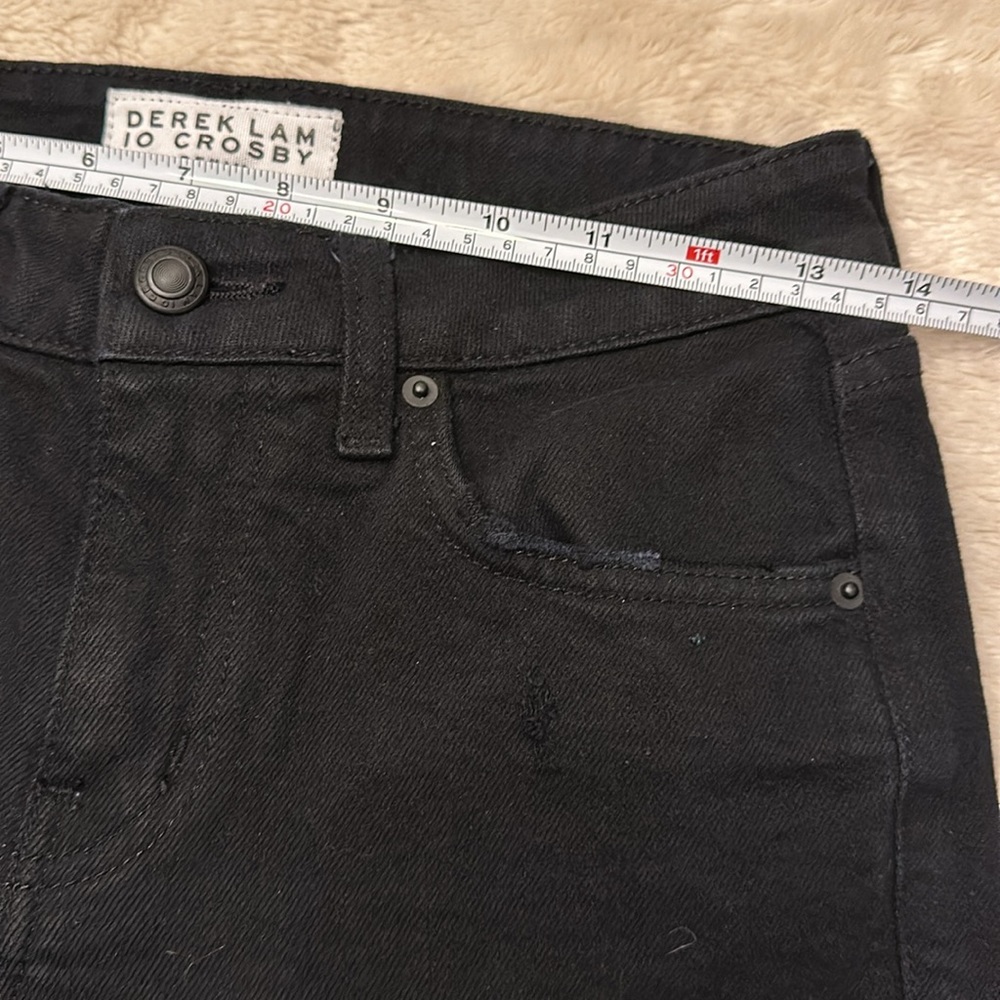 Derek Lam Gia Mid Rise Cropped Flare Jeans in Jet Black Size 25. Raw hem - Picture 11 of 16